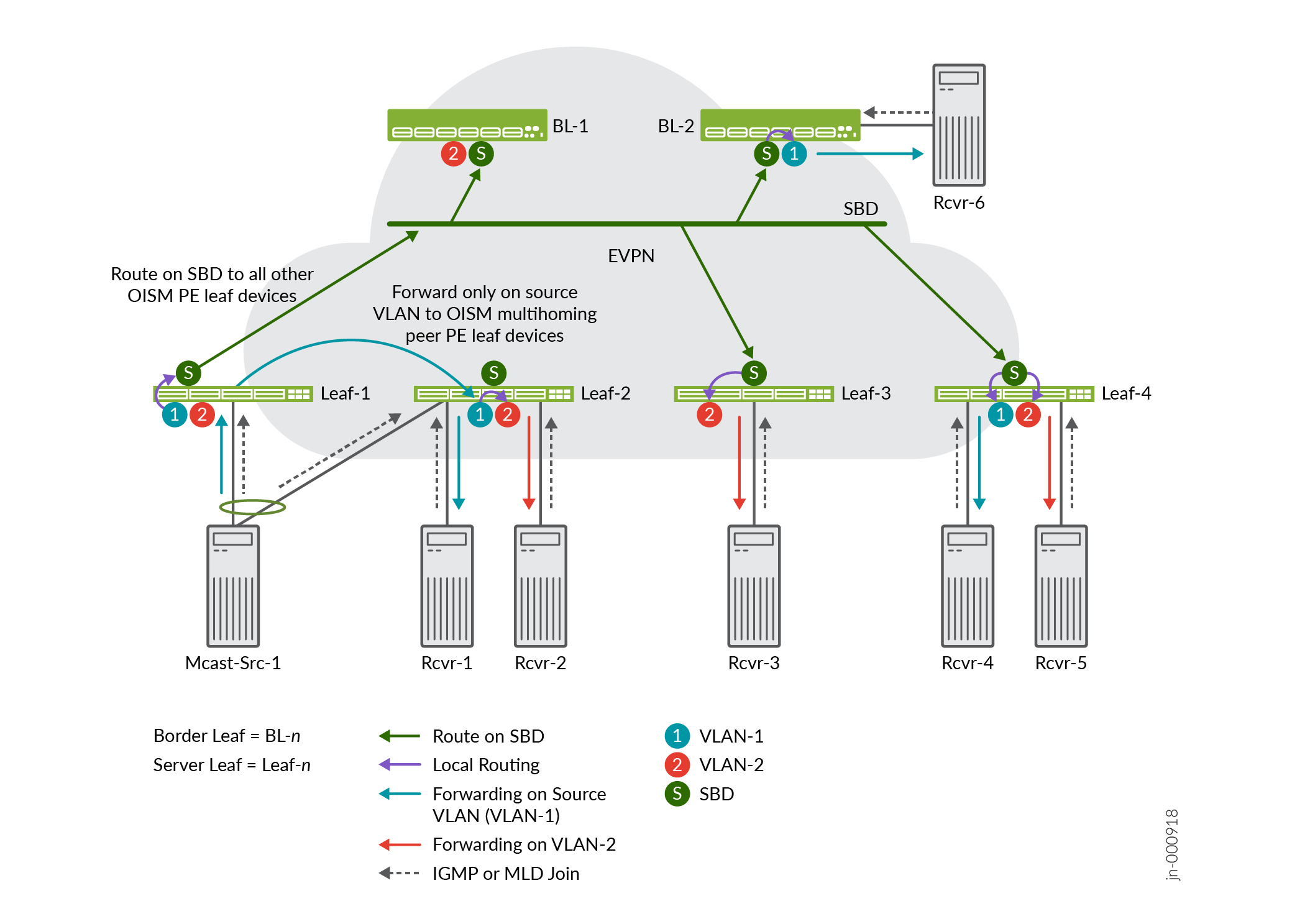 Enhanced OISM—Forward on Source VLAN Only to Multihoming Peers and Otherwise Route Only on SBD