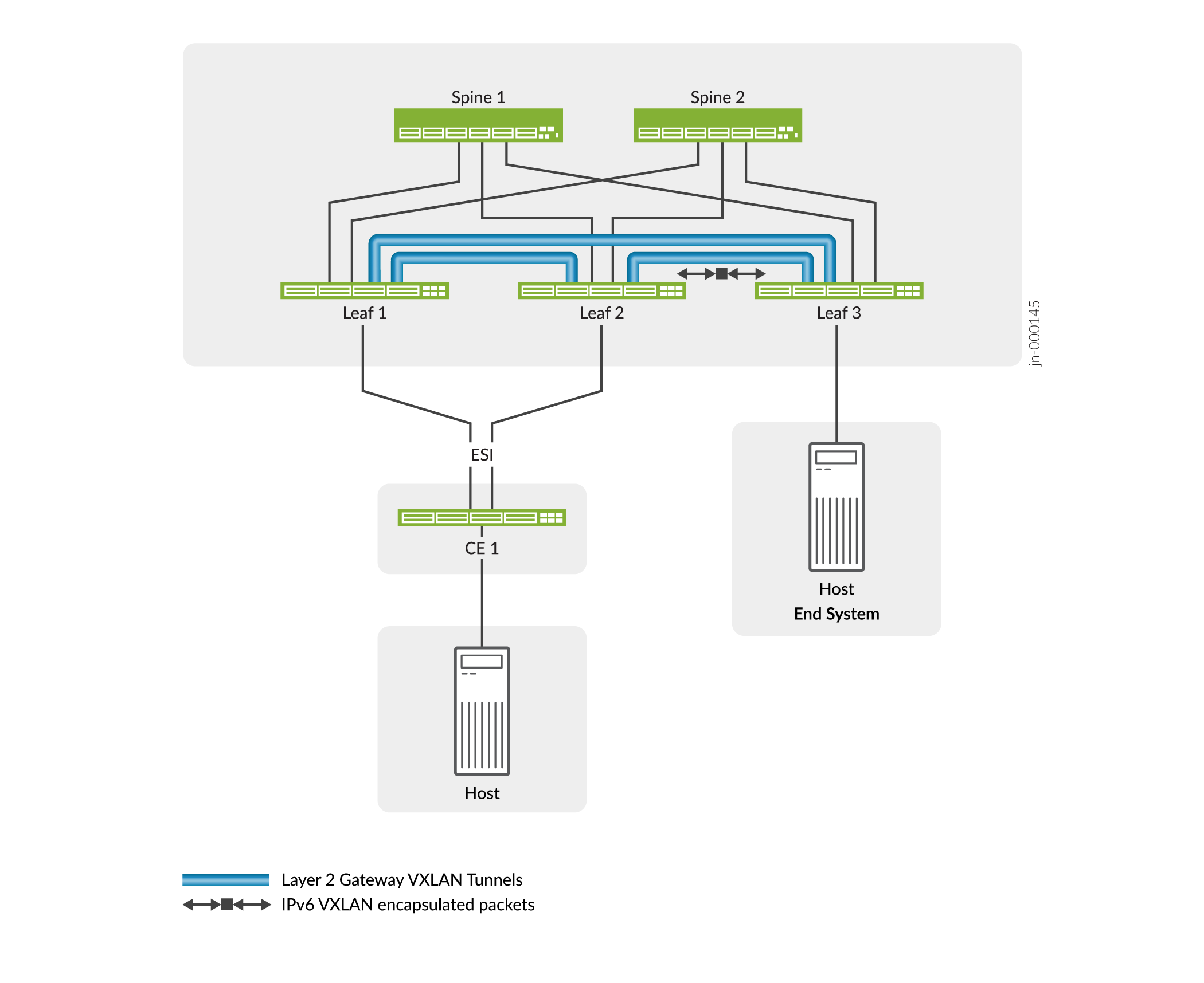 EVPN-VXLAN Fabric with an IPv6 Underlay for Layer 2 VXLAN Gateway Devices