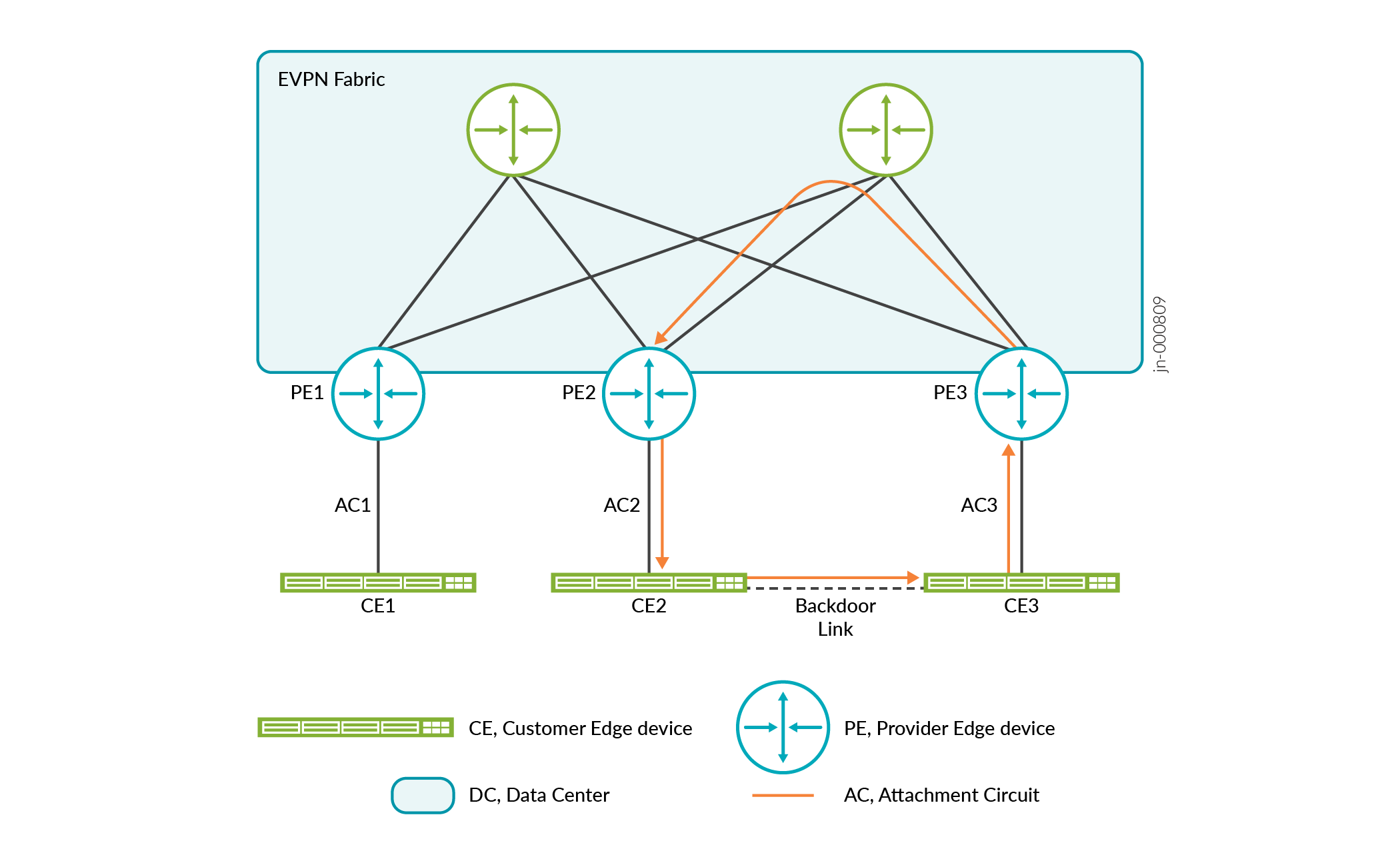 Backdoor Link in an EVPN Fabric