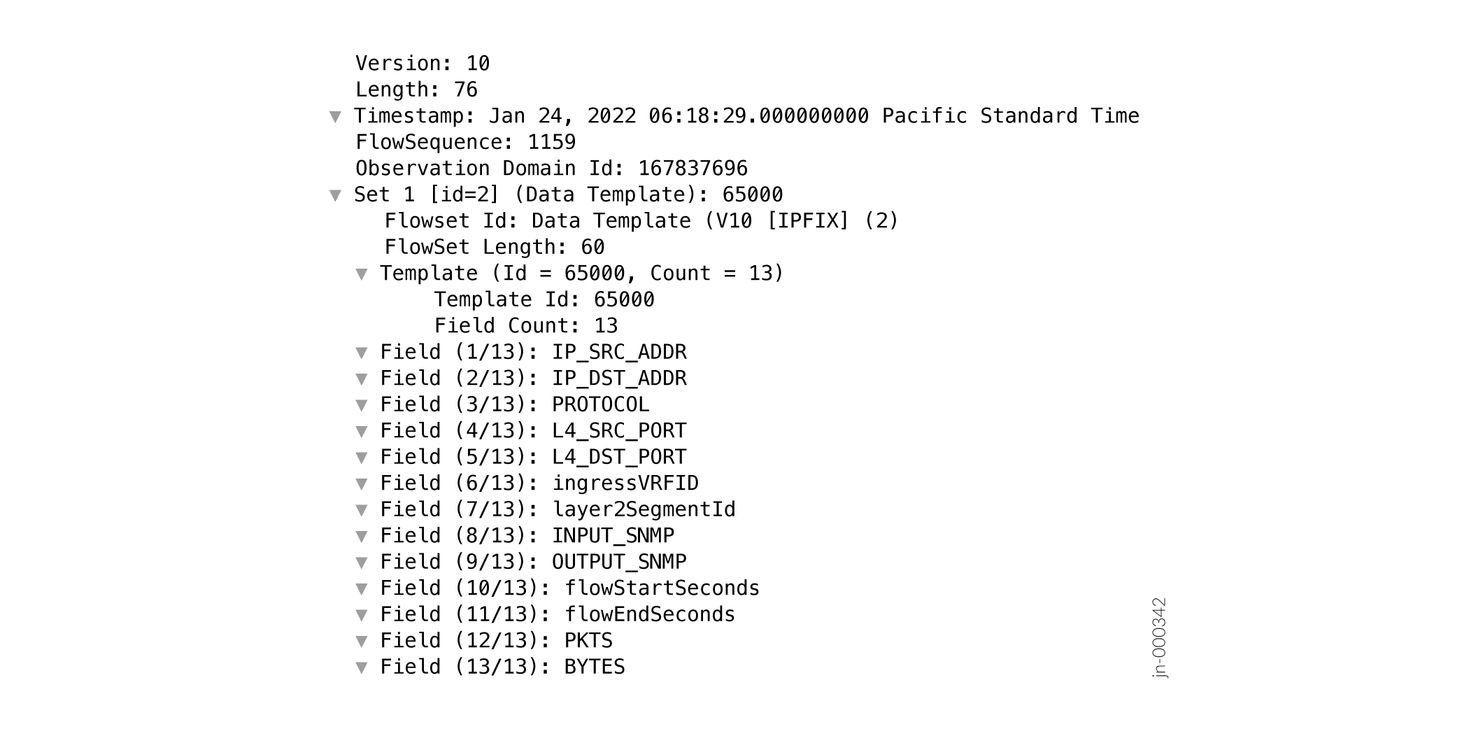 Sample IPFIX Data Template for IPv4 Traffic