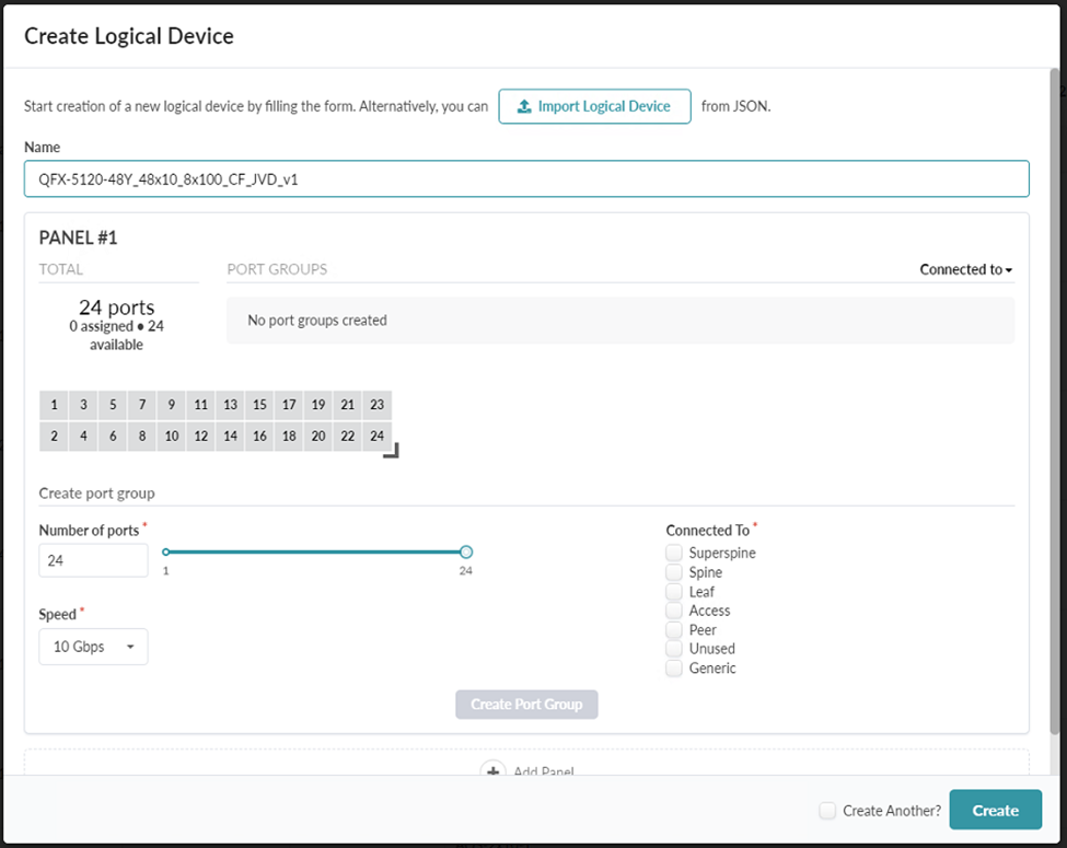 The Create Logical Device popup