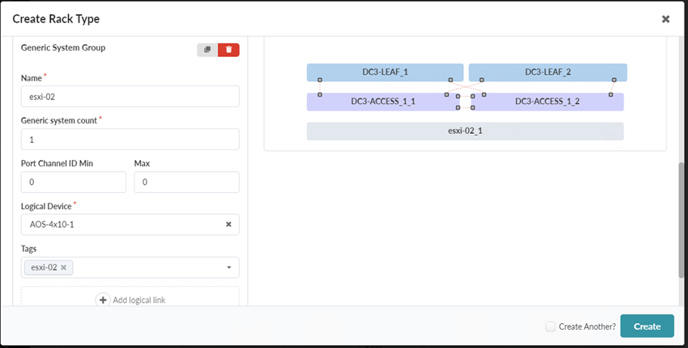 Rack Type Creation in Builder with Generic Systems Selected