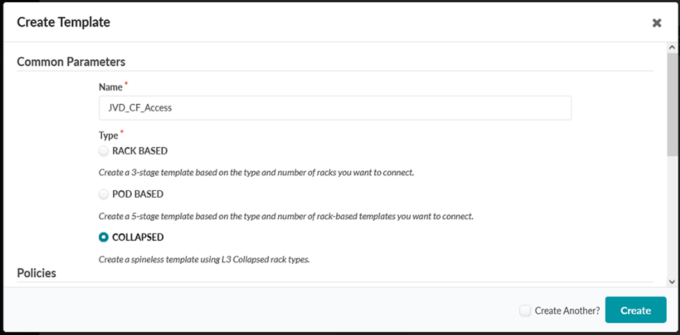 Create Template Pop-up with the COLLAPSED type selected