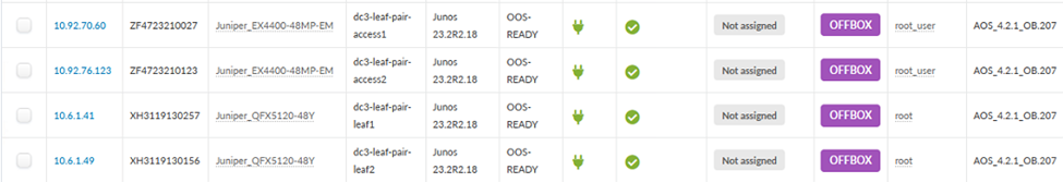 Managed Devices Table Showing the Entries Created After Cicking Create in the Previous Step