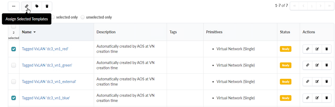 Tagged VXLAN Connectivity Templates and the Control Panel to Assign Them