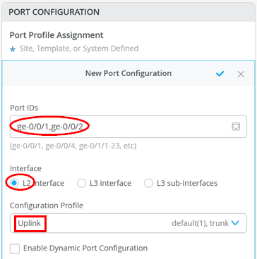 Port Configuration of Assigned Switch