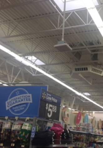 photo of a retail store with an AP hanging down from a rod