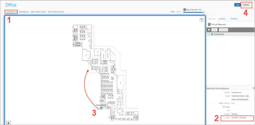 Location of the X and Y values