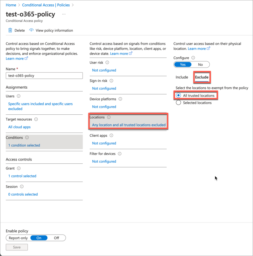 Exclude Named Location from Access Policy