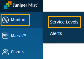 Navigating to Monitor > Service Levels from the Left Menu