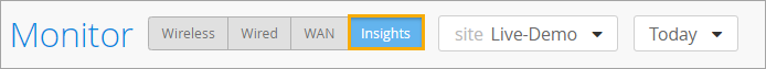 Insights Button at the Top of the Monitor Page