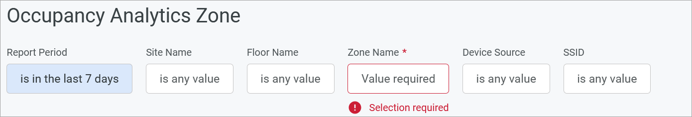 Filter Options for Occupancy Analytics - Zones Dashboard