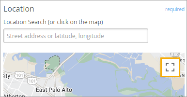 Toggle fullscreen button at top-right corner of map