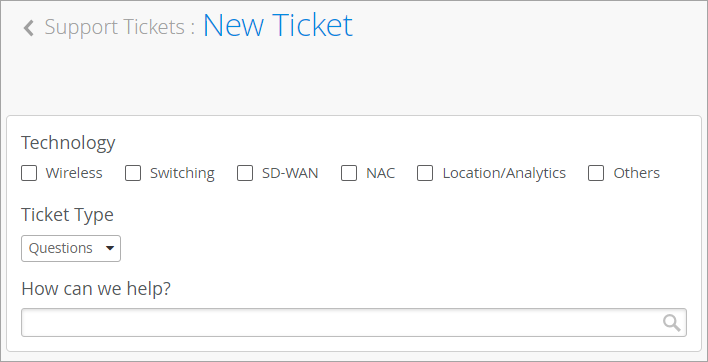 Options in the Ticket Type drop-down list