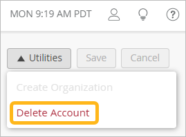 Utilities Button and Delete Account Option