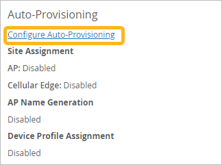 Location of the Configure Auto-Provisioning Link