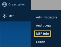 MSP Menu and MSP Info Option