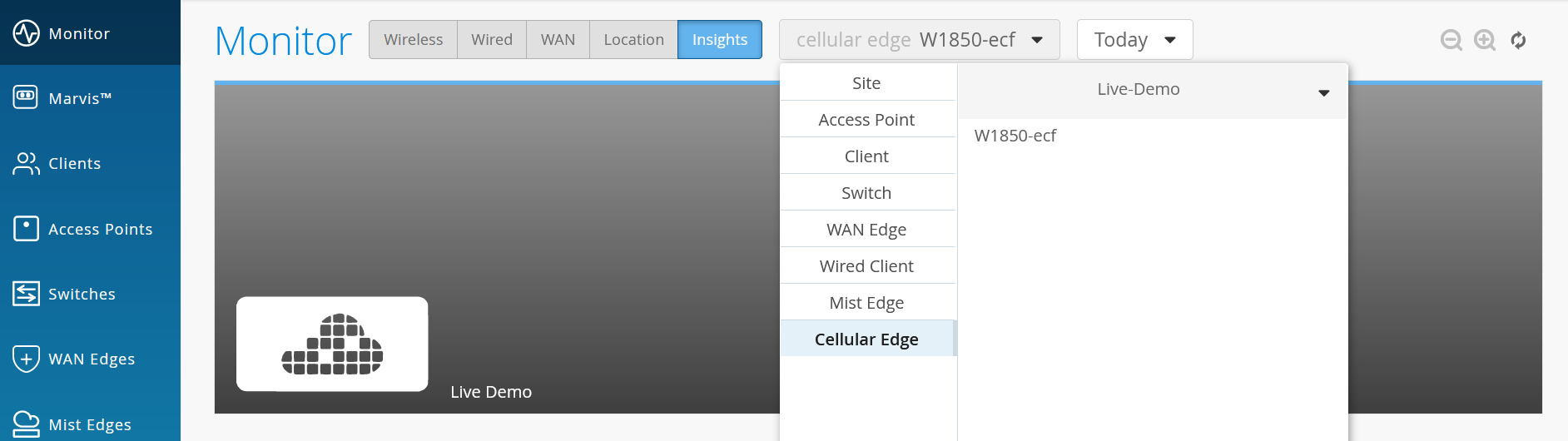 Select Cellular Edge to Display Insights