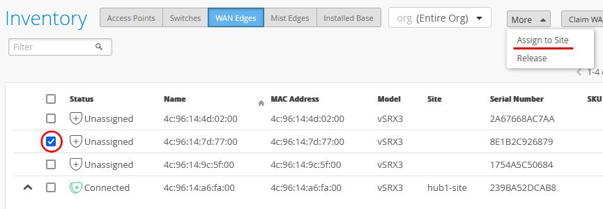 Assign Spoke Device To Site