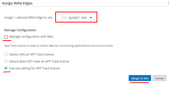 Assign WAN Edge Device to Site