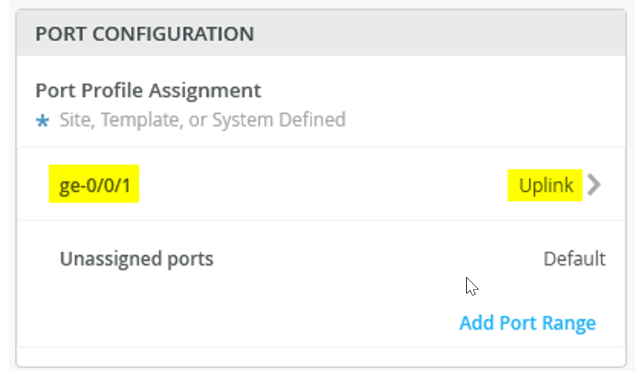 Port Configuration of Assigned Switch