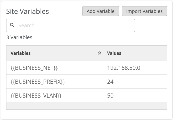 Site Variables Settings Pane