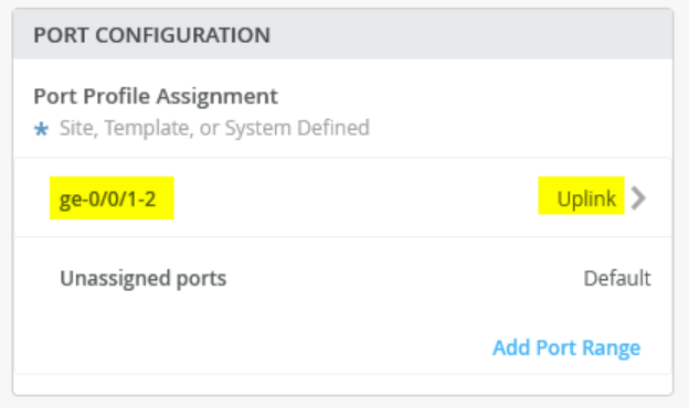Port Configuration of Assigned Switch