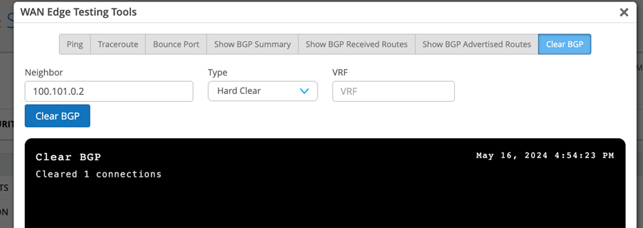 Clear BGP Sessions (SRX Series Firewalls)