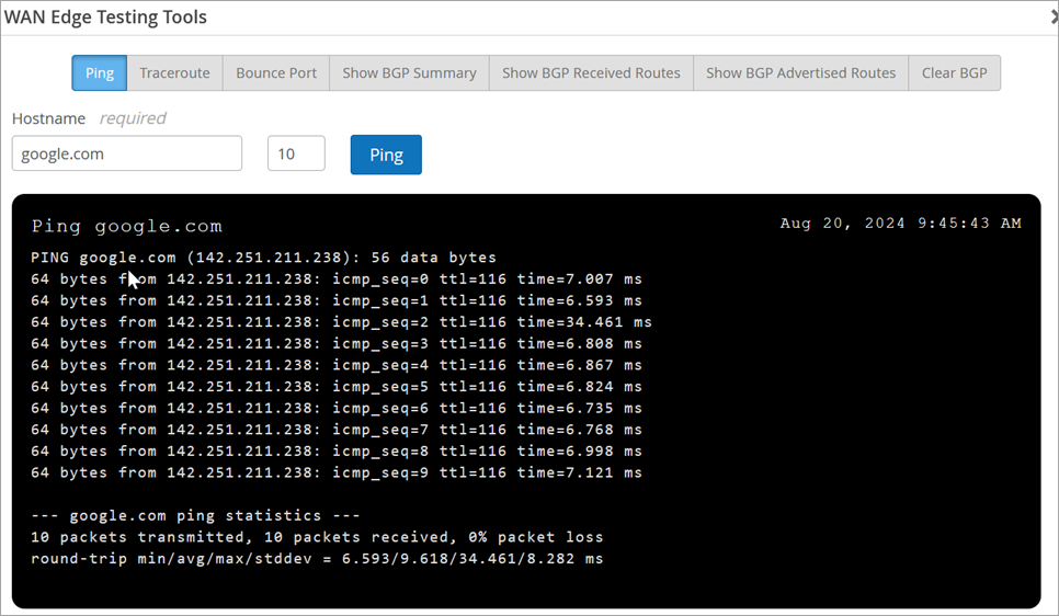 Check Connectivity to Host Using Ping (SRX Series Firewall)