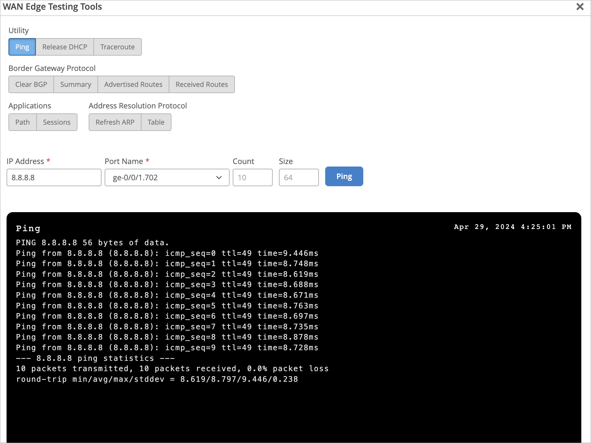 Check Connectivity to Host Using Ping