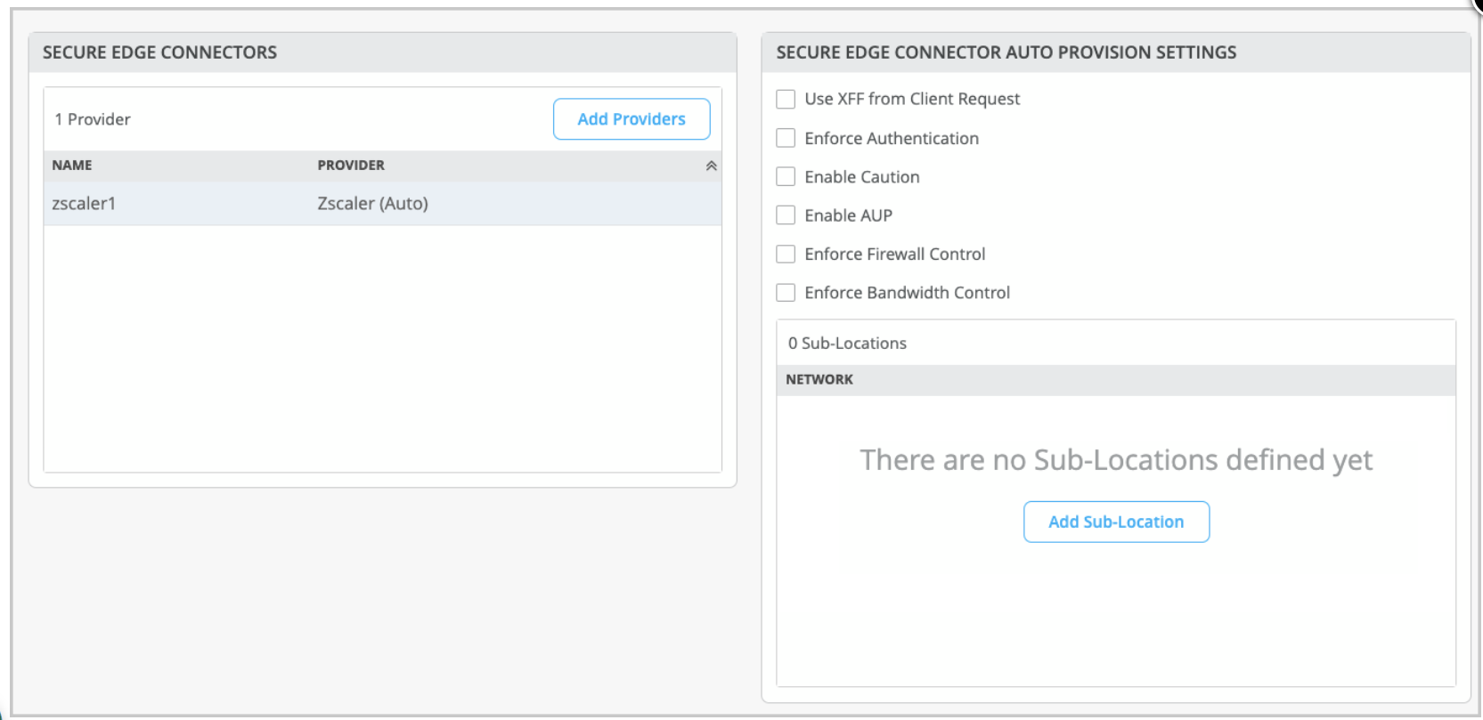 Secure Edge Connector Auto Provision Settings