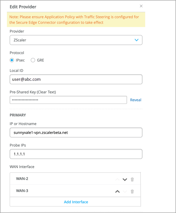 Add Details for Zscaler IPsec Tunnels