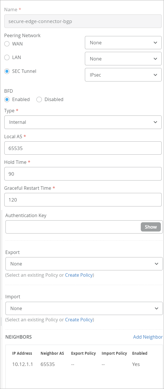 Add BGP Group