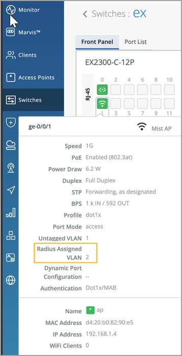 Radius Assigned VLAN on a Dot1x Port