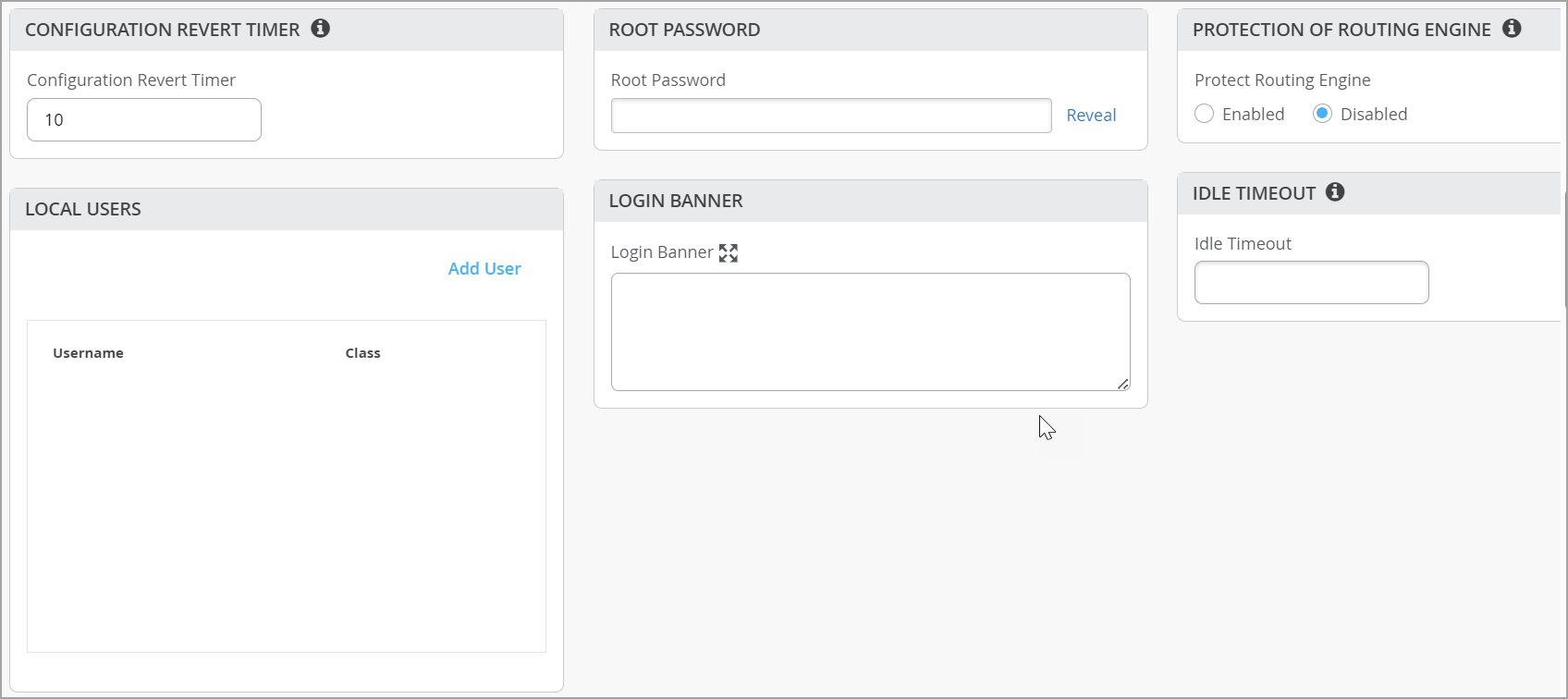 Management Section of the Configuration Page