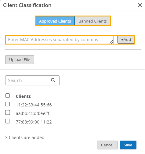 Client Classification Window - Input Field and Add Button