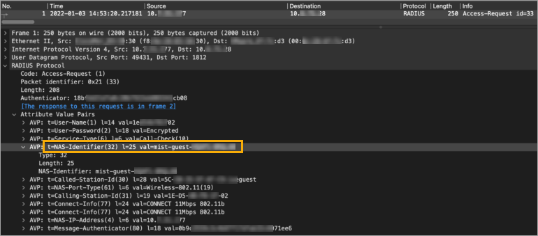 Example: Access-Request Contents Including NAS-ID