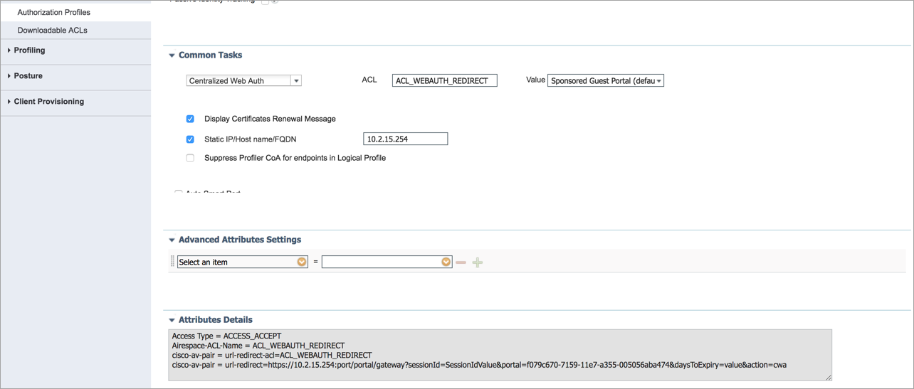 RADIUS Authorization Profile