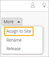 location of the More button and the drop-down list to assign APs to sites