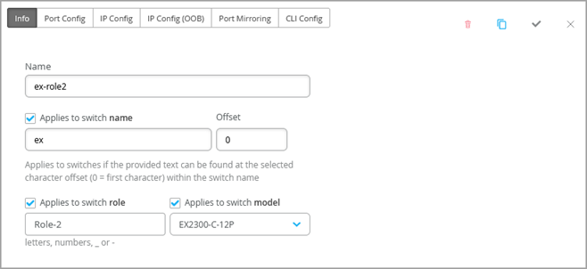 Select Switches Configuration