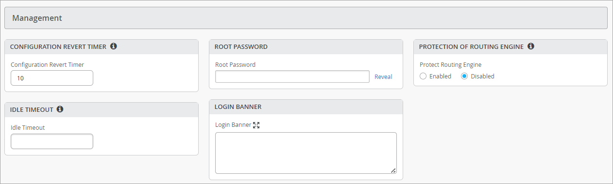 Management Section of the Configuration Page