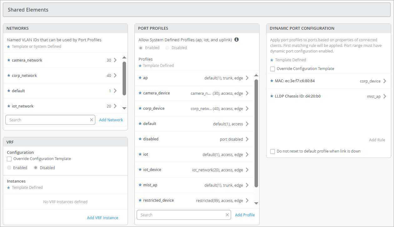 Shared Elements Section