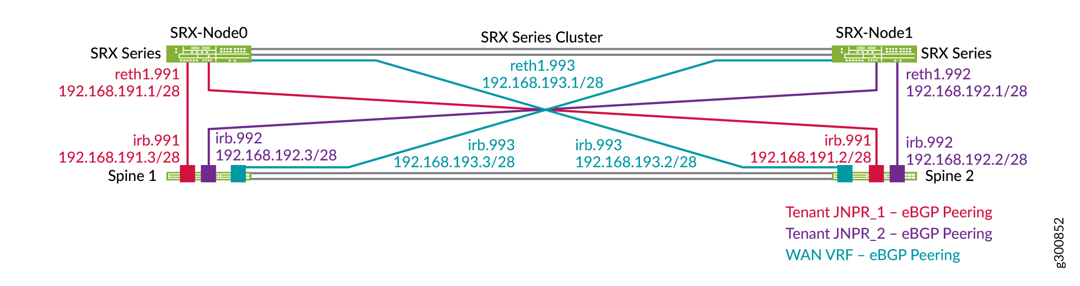 SRX Chassis Cluster EBGP Peering Topology