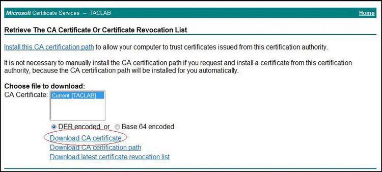 Retrieve the CA Certificate or Certificate Revocation List