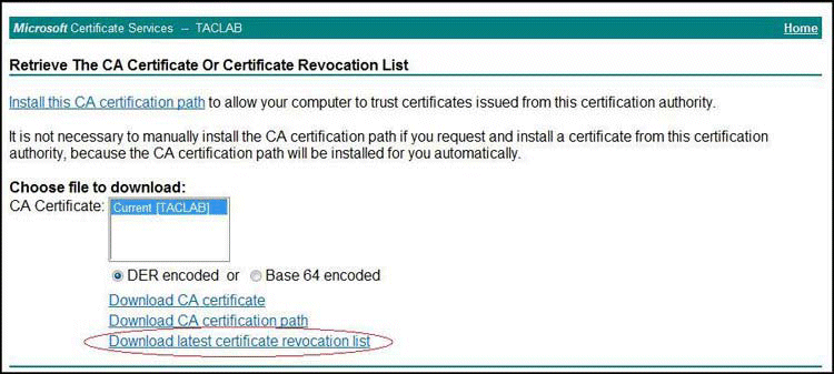 Download Latest Certificate Revocation List