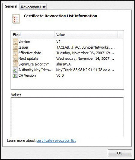 View Certificate Revocation List Information