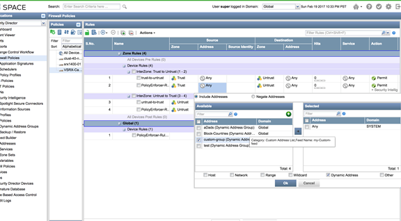 Spotlight Secure: Select Dynamic Address in Security Policy