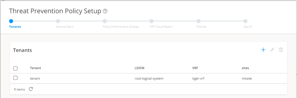 Threat Prevention Policy Setup Page