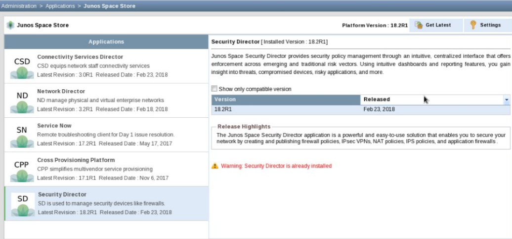 Install And Upgrade Security Director From The Junos Space Store Juniper Networks 4983