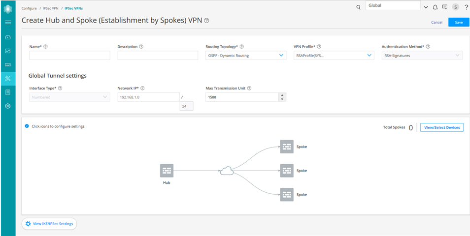 Create Hub-and-Spoke (Establishment by Spokes) VPN